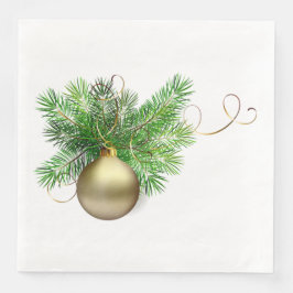 Gold kerstbal met pine servet