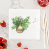 Gold kerstbal met pine servet (Insitu)