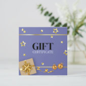 Gold kerstbal-staart lint blauw cadeaukaartje (Staand voorkant)