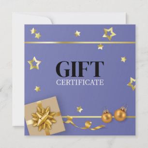 Gold kerstbal-staart lint blauw cadeaukaartje
