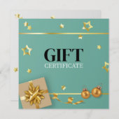 Gold kerstbal-staart lint Blauwgroen cadeaukaart (Voorkant / Achterkant)