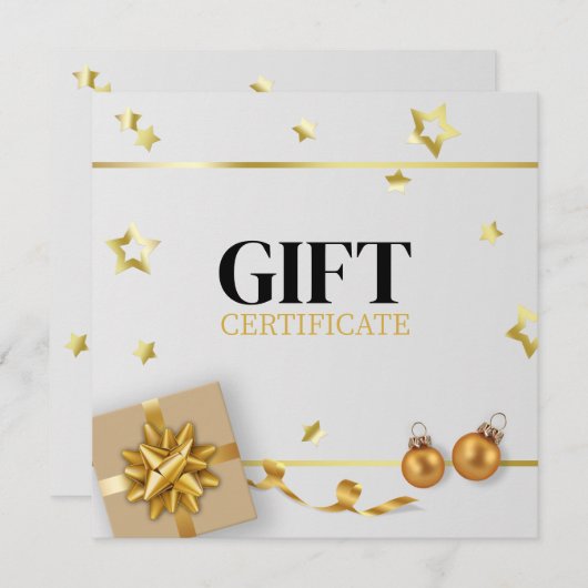 Gold-kerstbal-stars lint-luxe luxekaart (Voorkant / Achterkant)