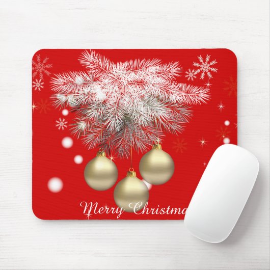 Gold kerstballen en zilverkleurige kerstfeestdagen muismat (Met muis)
