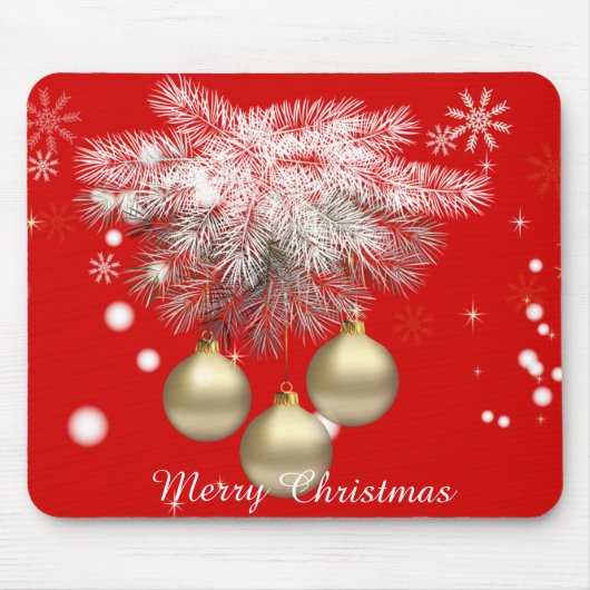 Gold kerstballen en zilverkleurige kerstfeestdagen muismat (Voorkant)