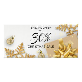 Gold kerstballen Gift Gold Snowflakes Korting Reclamekaart