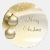 Gold kerstballen op Gold Ronde Sticker (Voorkant)