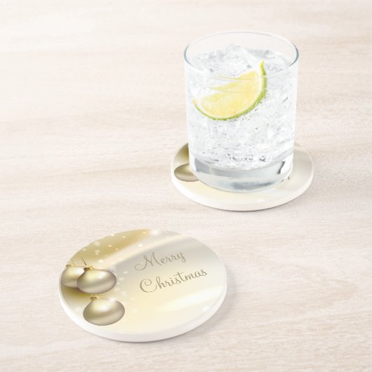 Gold kerstballen op Gold Zandsteen Onderzetter (Zijkant)