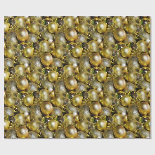 Gold KerstBaubles Cadeaupapier (Vlak)