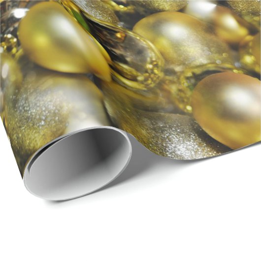 Gold KerstBaubles Cadeaupapier (Rol Hoek)