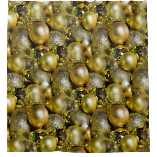 Gold KerstBaubles Douchegordijn (Voorkant)