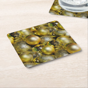 Gold KerstBaubles Kartonnen Onderzetters