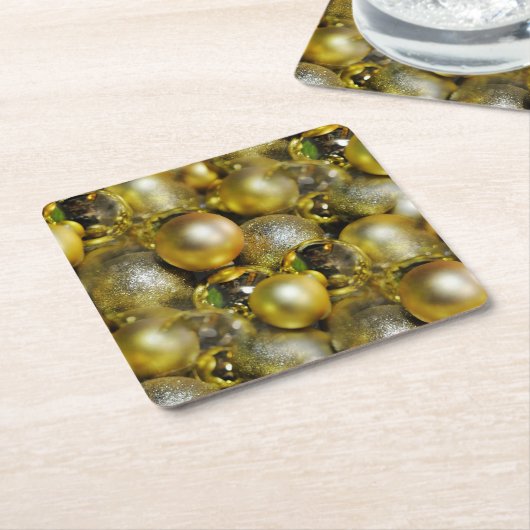 Gold KerstBaubles Kartonnen Onderzetters (Schuin)