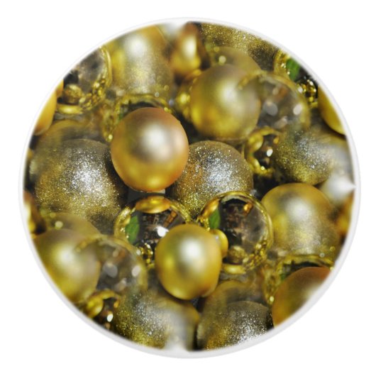 Gold KerstBaubles Keramische Knop (Voorkant)