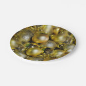 Gold KerstBaubles Papieren Bordje (Gekanteld)