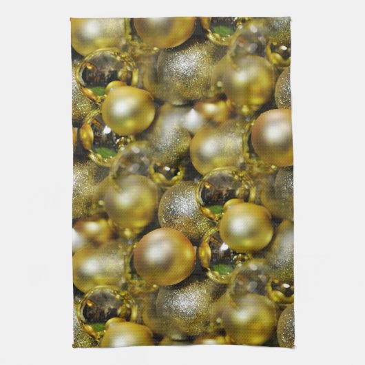 Gold KerstBaubles Theedoek (Verticaal)