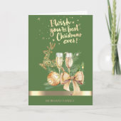 Gold-kerstbier, all,Wine Glass,Bow Feestdagen Kaart (Voorkant)