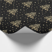 Gold kerstbomen Gold Falling Snow Black Cadeaupapier (Hoek)