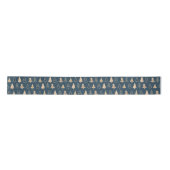Gold kerstbomen Midnight Blue Satin Ribbon Satijnen Lint (Voorkant)