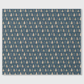 Gold kerstbomen, Midnight Blue Wrapping Paper Cadeaupapier (Vlak)
