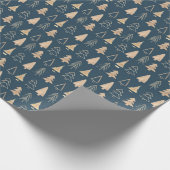 Gold kerstbomen, Midnight Blue Wrapping Paper Cadeaupapier (Hoek)