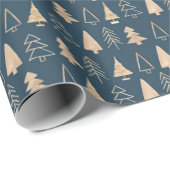 Gold kerstbomen, Midnight Blue Wrapping Paper Cadeaupapier (Rol Hoek)