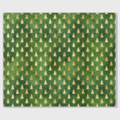 Gold kerstbomen op groen cadeaupapier (Vlak)