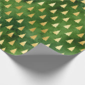 Gold kerstbomen op groen cadeaupapier (Hoek)