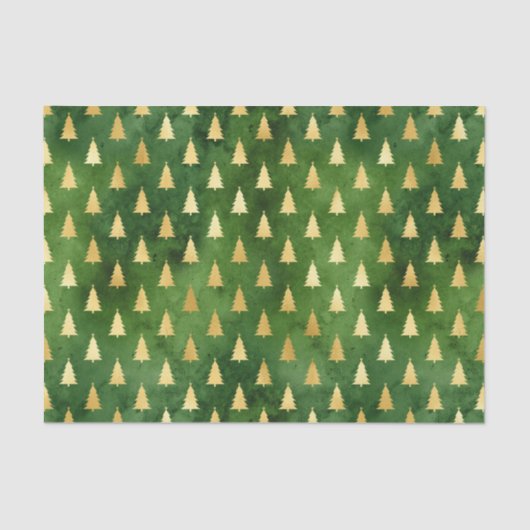 Gold kerstbomen op groen tissuepapier (Voorkant)