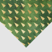Gold kerstbomen op groen tissuepapier (Detail)