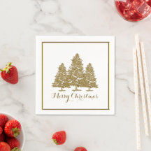 Gold kerstbomen Papier Napkins