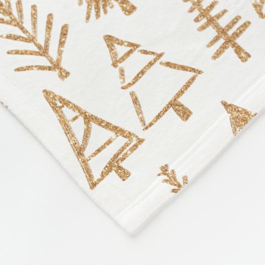 Gold kerstbomen Pattern Girly Chic Fleece Deken (Hoek)