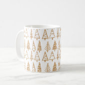 Gold Kerstbomen Pattern Modern Girly Holiday Koffiemok (Voorkant links)