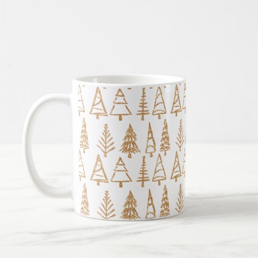 Gold Kerstbomen Pattern Modern Girly Holiday Koffiemok (Links)