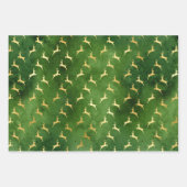 Gold kerstbomen, Poinsettias en rendieren Inpakpapier Vel (Voorkant 3)