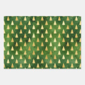 Gold kerstbomen, Poinsettias en rendieren Inpakpapier Vel (Voorkant)