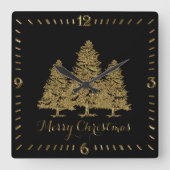 Gold kerstbomen Square Wall klok (Voorkant)