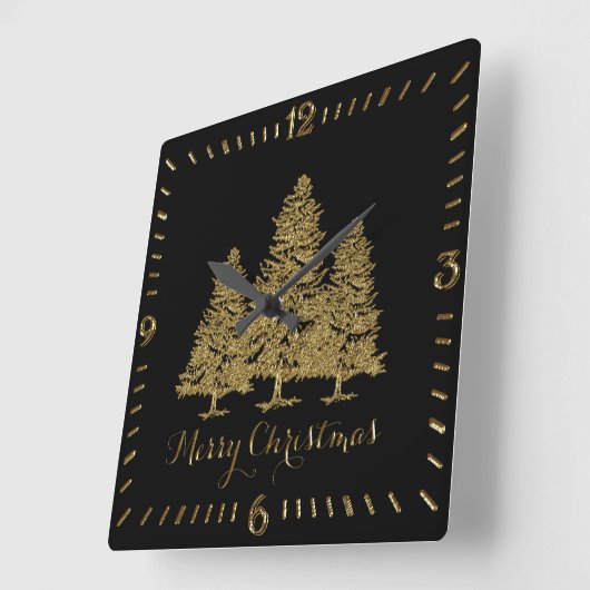 Gold kerstbomen Square Wall klok (Hoek)