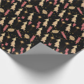 Gold kerstbomen — Zwarte wandelpapier Cadeaupapier (Hoek)