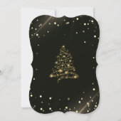Gold Kerstboom, Bow, Zwarte Kerstfeest Kaart (Achterkant)