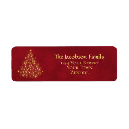 Gold kerstboom Crimson Red Return-adres Etiket
