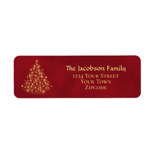 Gold kerstboom Crimson Red Return-adres Etiket (Voorkant)
