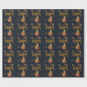 Gold kerstboom en donkerblauw, speciaal aangepast cadeaupapier (Vlak)
