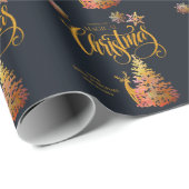 Gold kerstboom en donkerblauw, speciaal aangepast cadeaupapier (Rol Hoek)