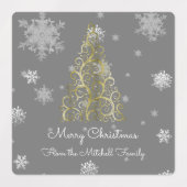 Gold kerstboom en Snowflakes Baking Labels (Design 1)
