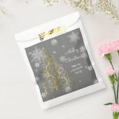 Gold kerstboom en Snowflakes Favor Bag Bedankzakje (Gezegeld)