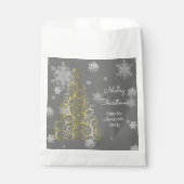 Gold kerstboom en Snowflakes Favor Bag Bedankzakje (Voorkant)
