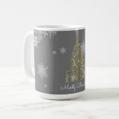 Gold kerstboom en Snowflakes Mok (Voorkant links)