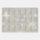 Gold kerstboom en snowflakes omslagpapier inpakpapier vel (Voorkant 3)