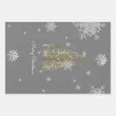 Gold kerstboom en snowflakes omslagpapier inpakpapier vel (Voorkant 2)