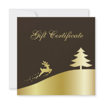 Gold kerstboom met rendiercadeaubon